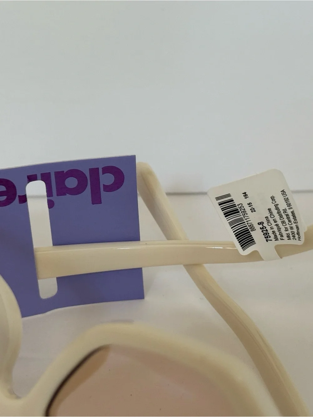 Claire's White Cat Eye Sunglasses with Pink Lenses